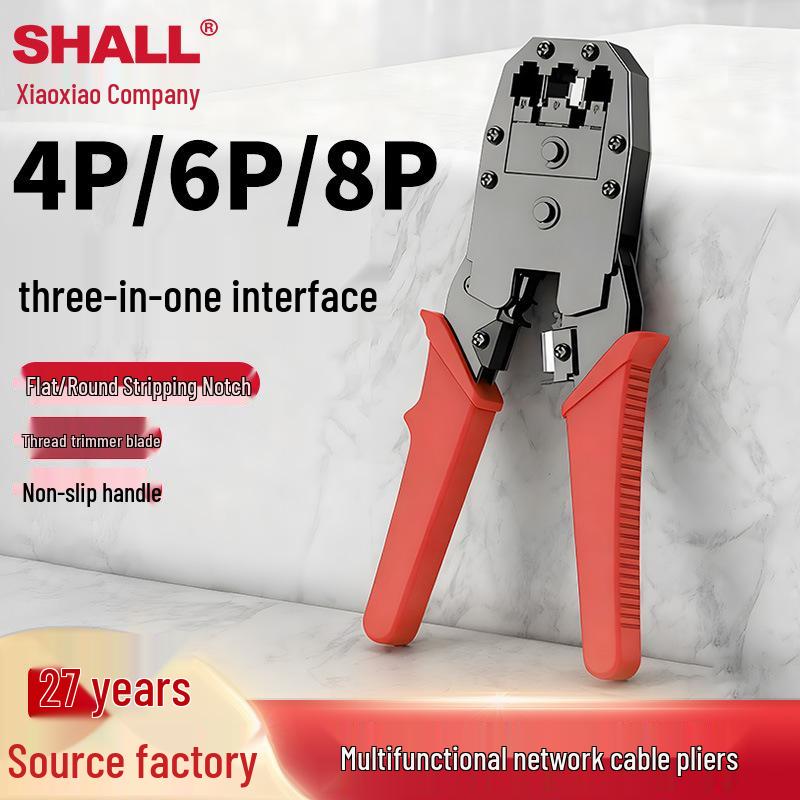 

Network Cable Crimper for Cat5e - Crystal Head Crimping Pliers, Wiring Tool for Electricians Three-in-One Type