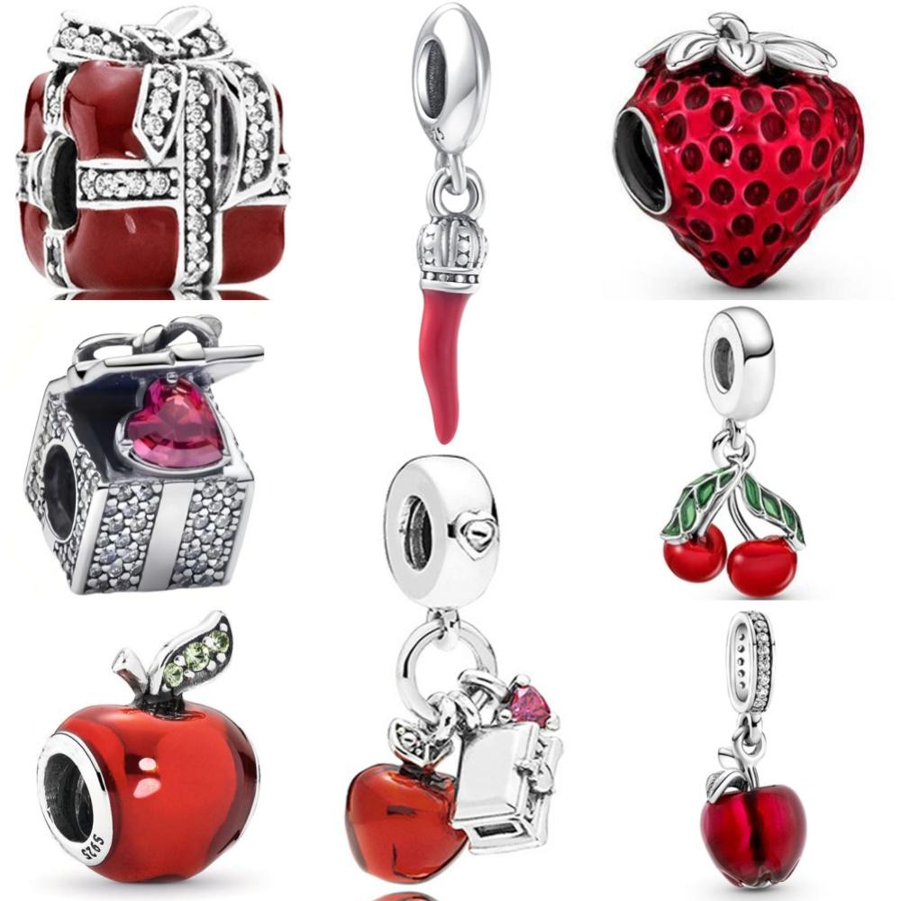 Red Christmas, Apple, Flower, Heart Shaped Bead Pendantcopper Suitable For European Original Bracelet Diy Exquisite Jewelry