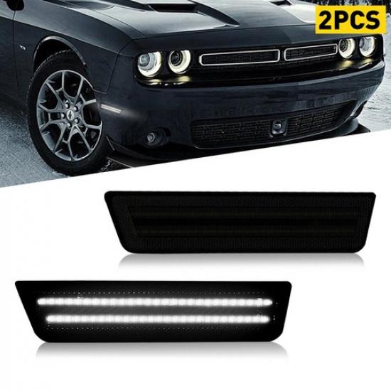 [SMOKED] White LED Side Marker Light For 15-22 Challenger Dodge Rear Bumper Lamp For 2008-2014 Dodge Chall