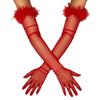 Transparent Long Gloves Solid Color Bridal Gown Accessories Fashion Feather Gloves  Prom Dress