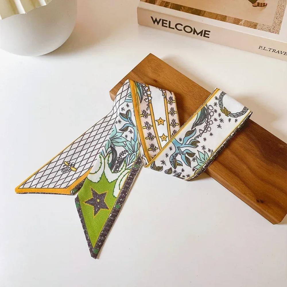 Fashion Printing Letter Hair Ribbons French Elegant Long Headband Bag Strap Accessories Girls Bow Knot Long Hair Scarf HairBand