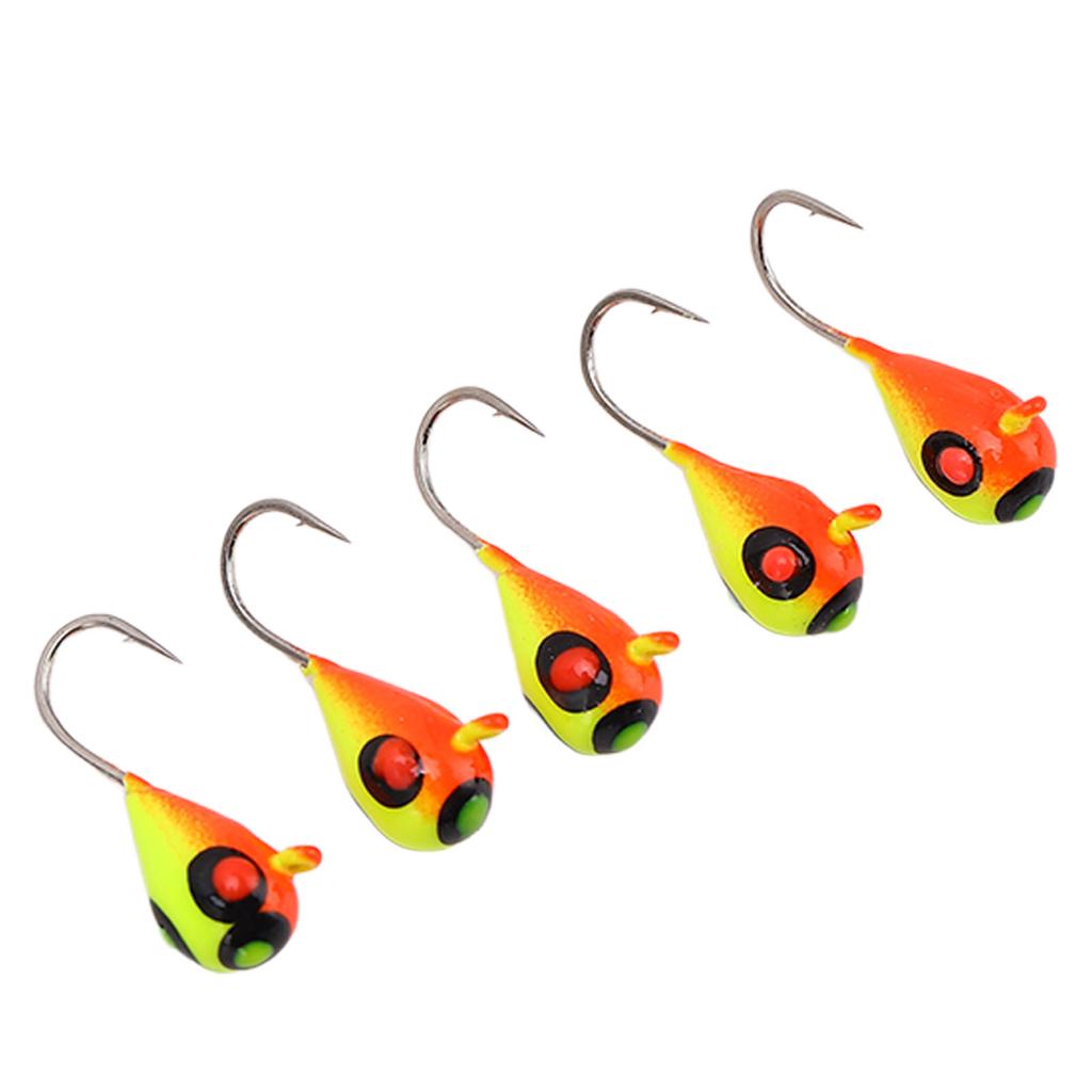 5PCS Ice Fishing Hooks 5MM High Carbon Steel Ice Fishing Jig Lures for Outdoor Fishing Accessories