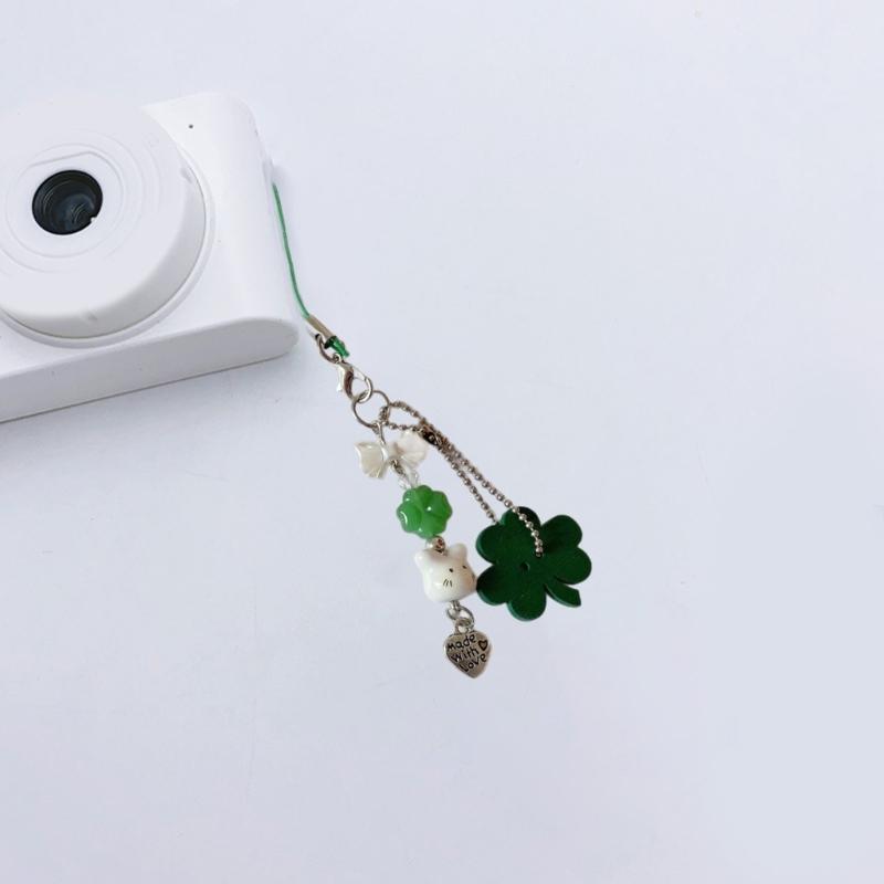 Lucky Four Leaf Clovers Phone Charm with Cute Rabbit Design Unique Fashion Accessory for Women and Students