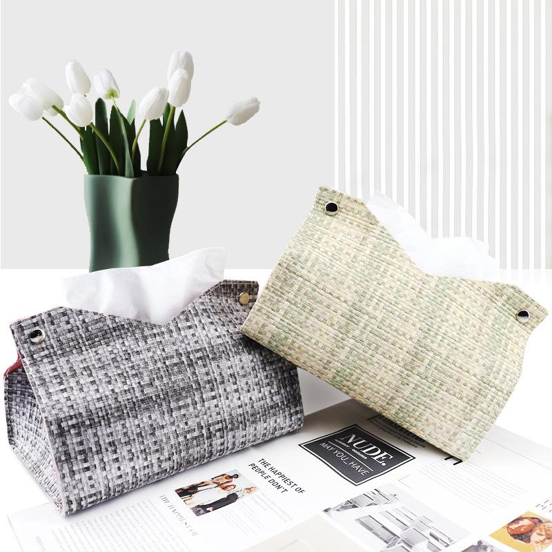 Creative Woven Leather Small Fragrant Style Tissue Box For Home Living Room Bedroom Car Paper Box Gift Home Decoration