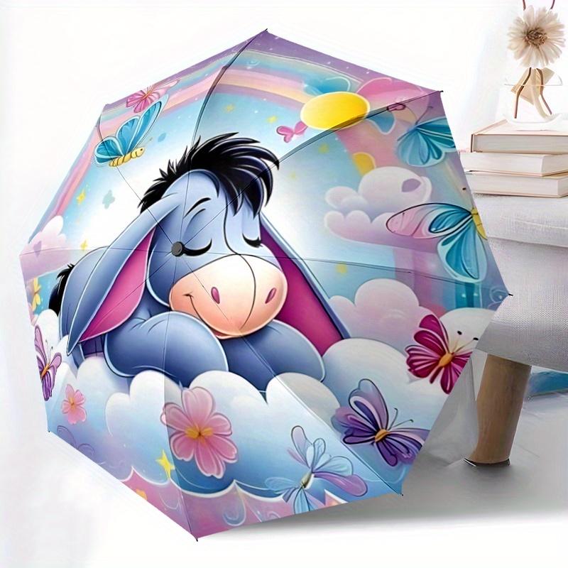1pc Eeyore Automatic 3-Fold Umbrella Design, Cute Cartoon Pattern, Portable Outdoor Umbrella, Perfect, Holiday Gift for Disney fans.J033