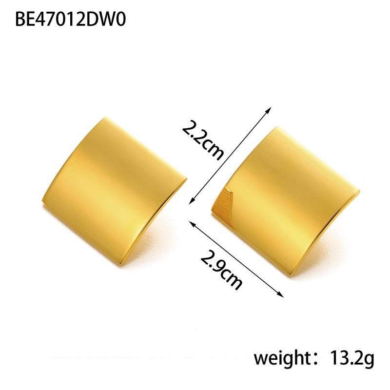 CARLIDANA Stainless Steel Chunky Texture Hoop Earrings Jewelry for Women Gold Plated Huggie Chunky Statement Stud Earrings