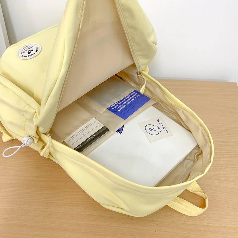 Large Capacity School Bag Women's Solid Color Backpack Lightweight Student Backpack Sports Travel Bag
