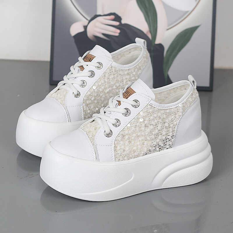 Fashion Female Summer Fashion Lightweight MeshSneakers 8cm Hidden Heel Platform Sport Shoes Comfortable Running Mesh Trainers