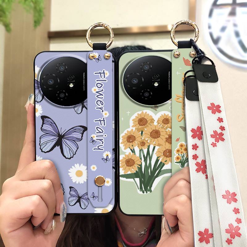 Fashion Design Protective Phone Case For TCL 50 Nxtpaper 5G/50Pro Nxtpaper 5G Wristband Kickstand Dirt-resistant Flower