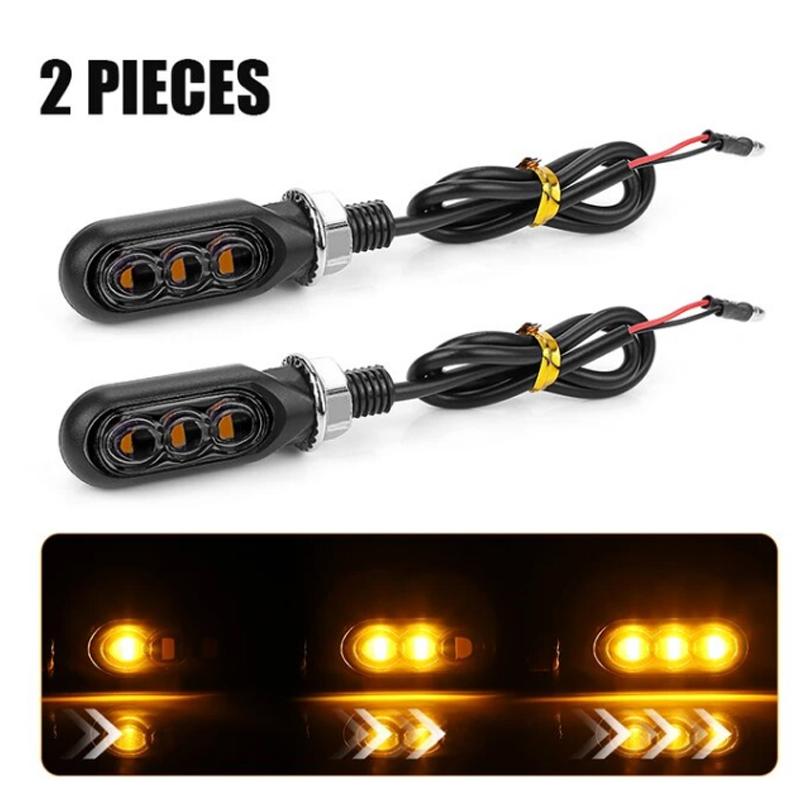Motorcycle Mini LED Turn Signal Lights Amber Flowing Directional Signal Lamp Intermitentes Moto For Kawasaki Yamaha Cafe Racer