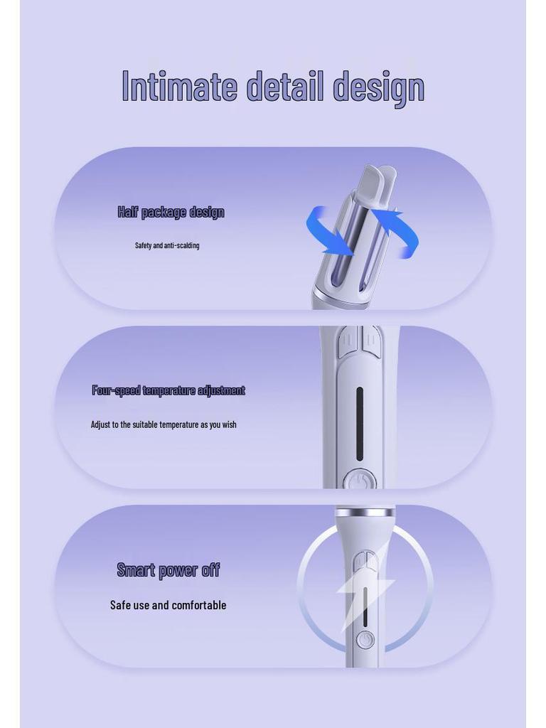 32mm Automatic Curling Iron with Negative Ions – Gentle Hair Care for Large Waves & Water Ripples.