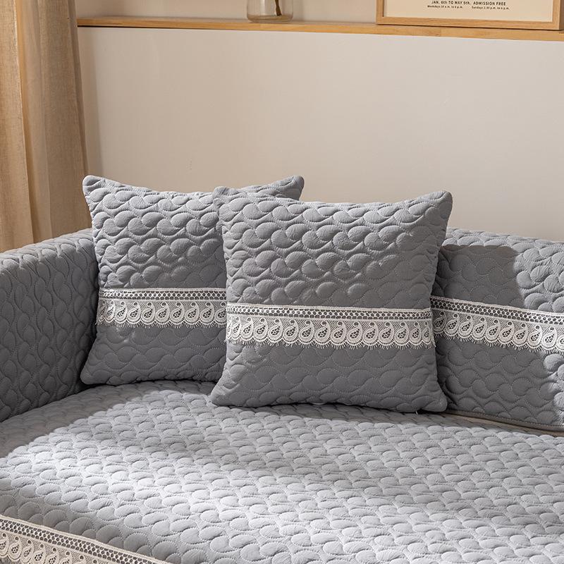 Комбинированный чехол для диванной подушки из чистого хлопка — фото 7