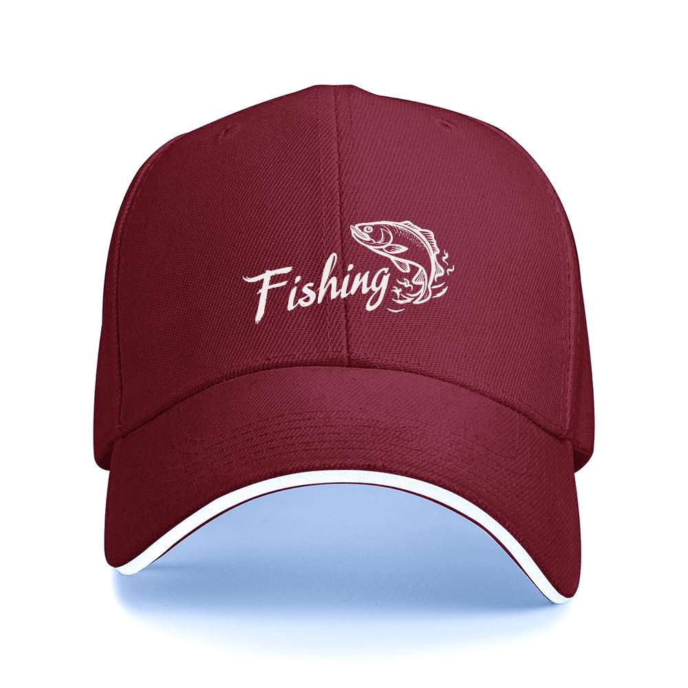 Fishing Graphic Baseball Cap Unisex Polyester Adjustable Sporty Design Casual Outdoor Hat