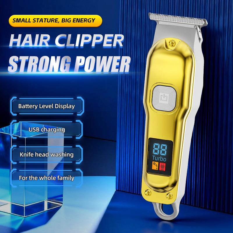 Portable Electric Hair Clipper: Rechargeable/Corded, LCD Display, Hangable, Barber Trimmer