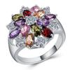 Milangirl Mehrfarbig Lila Blume Wassertropfen Kristall Zirkon Ringe für Damen Weiblich Hochzeit Verlobung Braut Bankett Zirkon