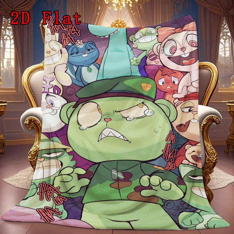 Happy Tree Friends 2D Flat Pattern Flannel Blanket High Quality All Seasons Warmth and Comfort Perfect for Christmas Gifts.PMT0914416
