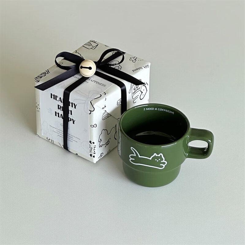 Cute Cat Ceramic Mug with Coaster