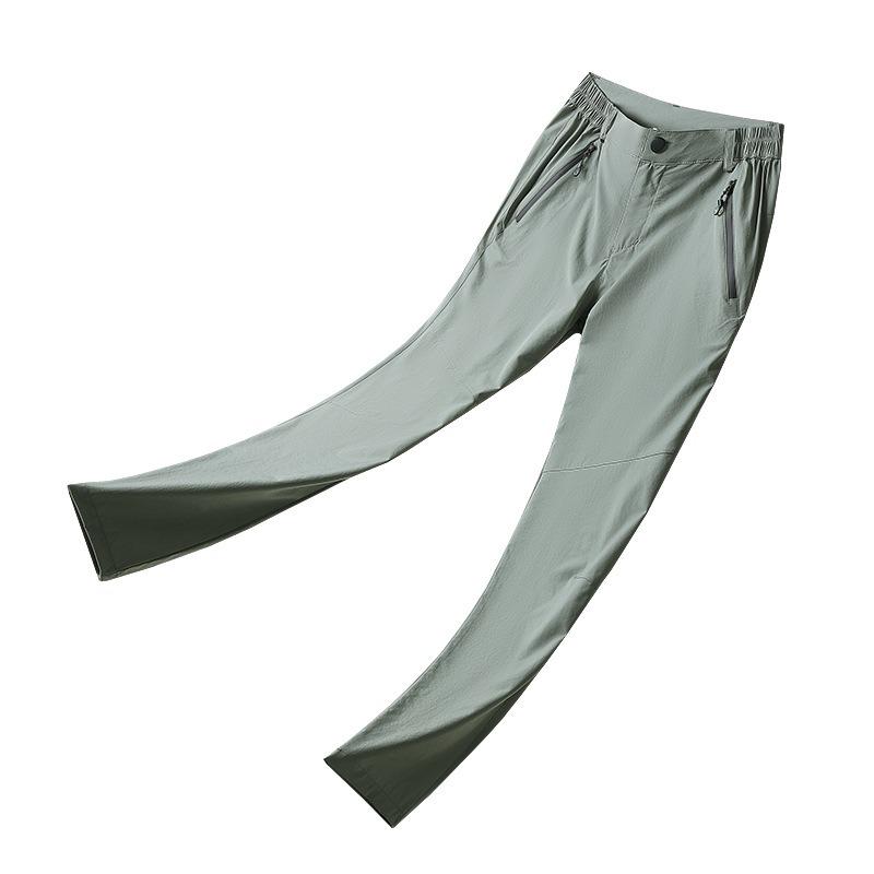 Men's Summer New Ice Silk Quick-drying Casual Pants Green Boys Running Sports Solid Color Straight Versatile Trousers Men