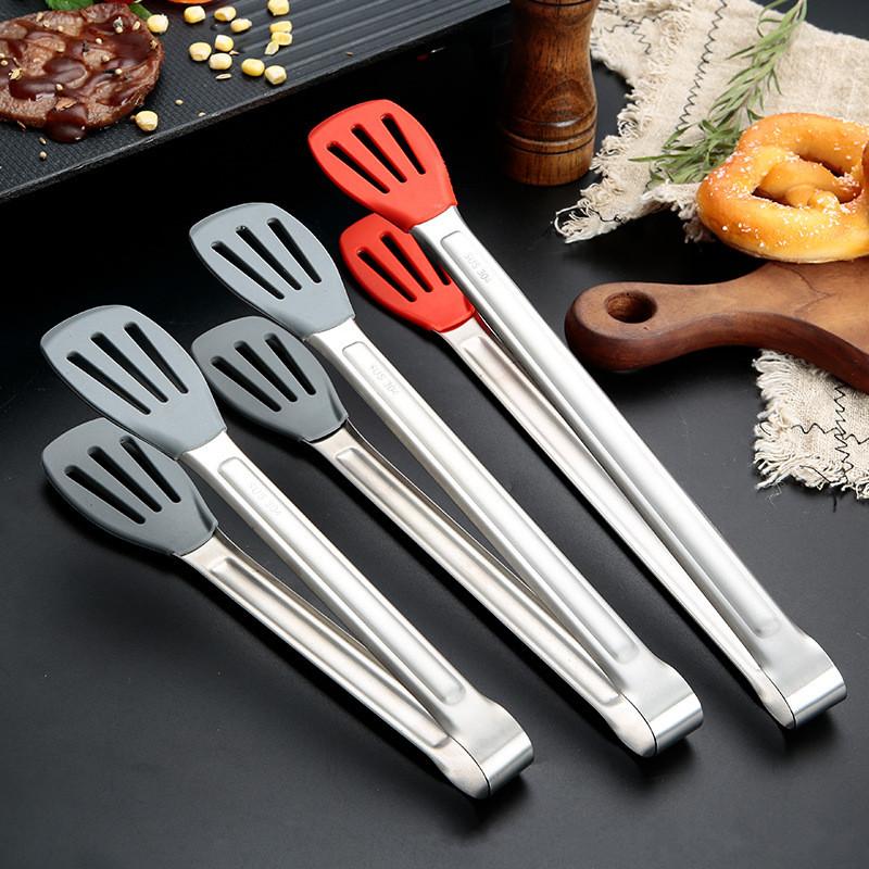 Stainless Steel Bread Tongs No-slip Handle Kitchen Tool for Salad Steak Meat Clip Cooking Accessories