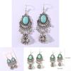 Ethnic Style Alloy Dangle Earrings Featuring Peacock Blue Finish For Ladies