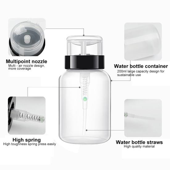 200ml Kunststoff Nagel UV Gel Polnisch Entfernung Wasser Leere Presse Dispenser Flasche