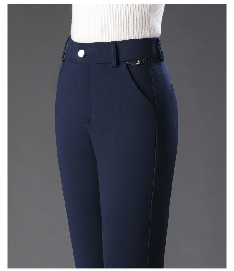 2024 Spring & Autumn Black Elastic High-Waisted Straight-Leg Pants for Women - Slimming, Versatile, Casual Fit for Middle-Aged Moms