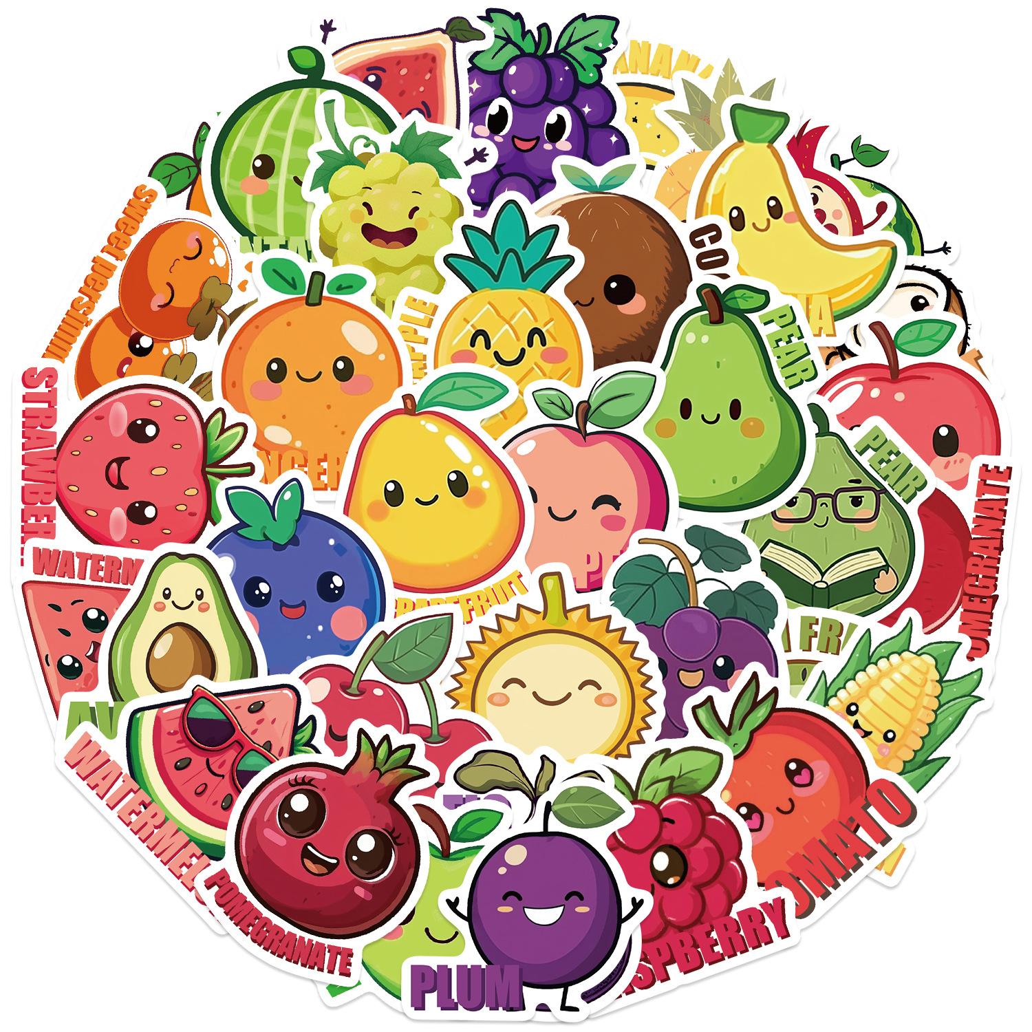 

50 Мультяшных Милых Наклеек-Дудлов с Фруктами Украсьте Гитарный Блокнот Чемодан DIY Водонепроницаемые