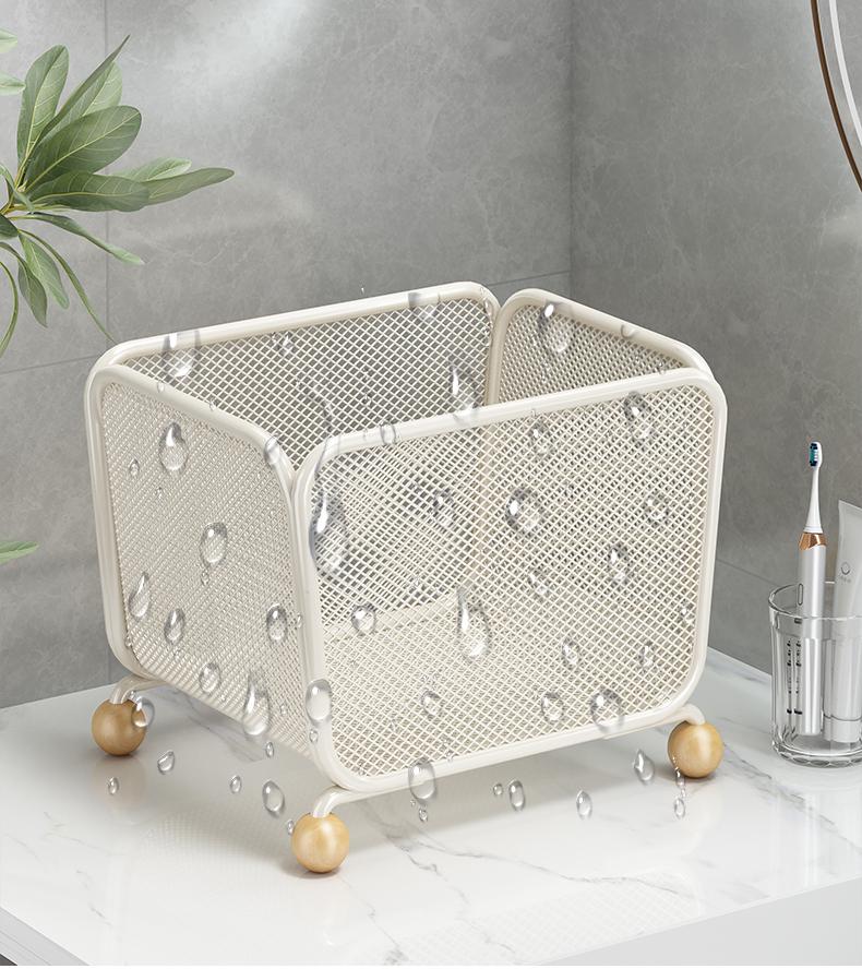 Wrought Iron Desktop Storage Basket for Office and Dorm - Large Capacity for Cosmetics, Sundries, and Masks