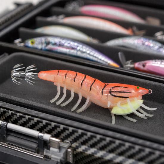 12CM/20G Karanlıkta Parlayan Karides Yem, Kalamar Jig Kancası Biyonik Karides Yem, Tatlı Su Tuzlu Su Alabalık Levrek Balıkçılığı İçin Simülasyon Karides Yemi