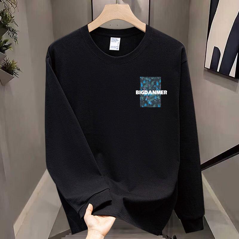 Trendige Marke Amerikanisches Langarm-T-Shirt Reine Baumwolle Herren Unterhemd Trendiger Herbst- und Winterpullover Herren- und Damen-Rundhals-Oberteil