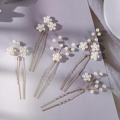 Japan-Korea Bridal Pearl U-Shaped Hairpin for Wedding and Banquet