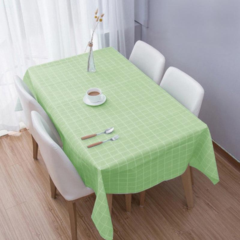 PEVC Nordic Style Waterproof Oil-Proof Plaid Tablecloth for Dining and Coffee Tables