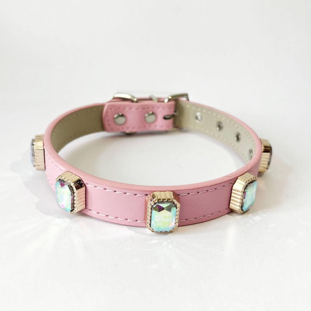Rhinestone Pet Collar Set: High-End Leather Collar & Leash for Large Dogs