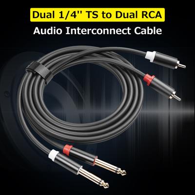 Duales 1/4-Zoll-TS-auf-Dual-RCA-Audioverbindungskabel, 2 x 6,35-mm-TS-Stecker auf 2 RCA-Stecker-Adapterkabel