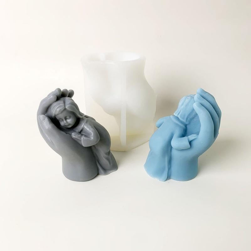 3D Sleep Baby Candle Silicone Mold Baby Aromatherapy Soap Gypsum Mold DIY Wrist Clamp Baby Styling Candle Gypsum Decoration