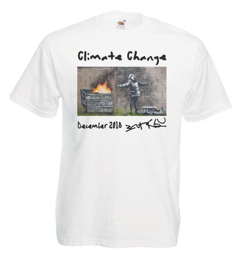 Adults Banksy Climate Change Protect Future Fossil Fuels Unisex White TShirt 2XL