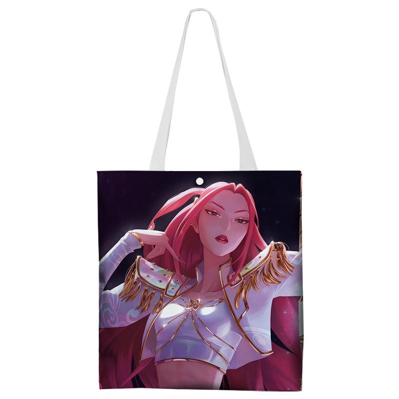 KaiTingu KPOP Demon Hunter Meisjesgroep Anime Cartoon Film en Televisie Perifeer Canvas Tas Boodschappentas Schoudertas 33*37CM