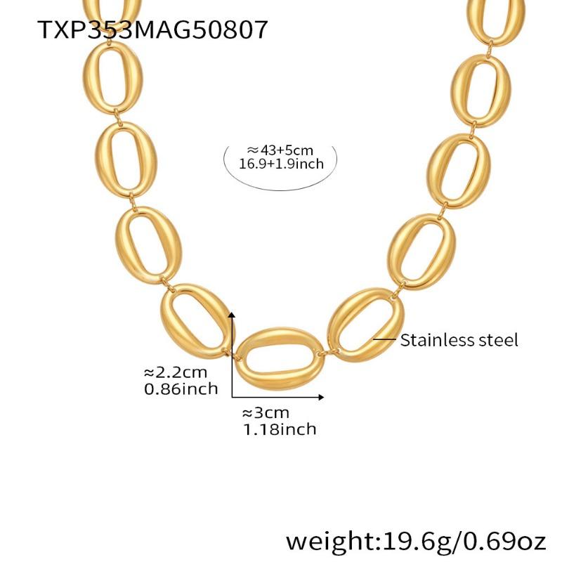 High polished oval egg-shaped bracelet necklace - european & american style, eco-friendly stainless steel