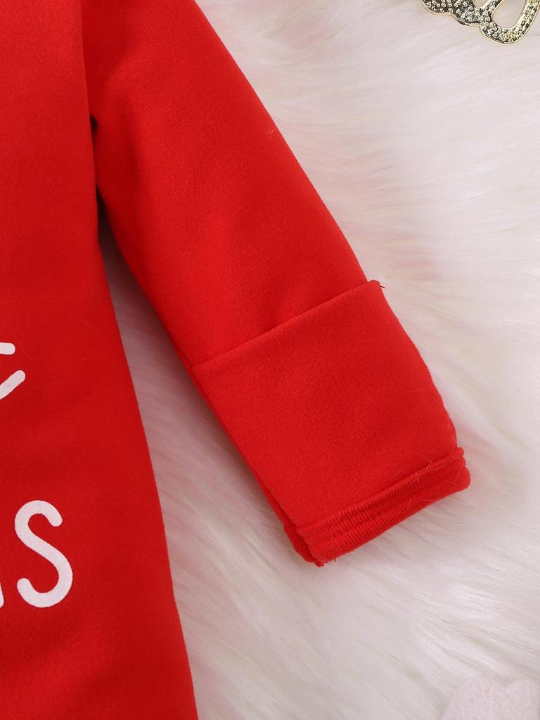 Red Baby Footed Zipper Romper, Long Sleeve Sleeper Onesie, Newborn Infant Solid Color Jumpsuit
