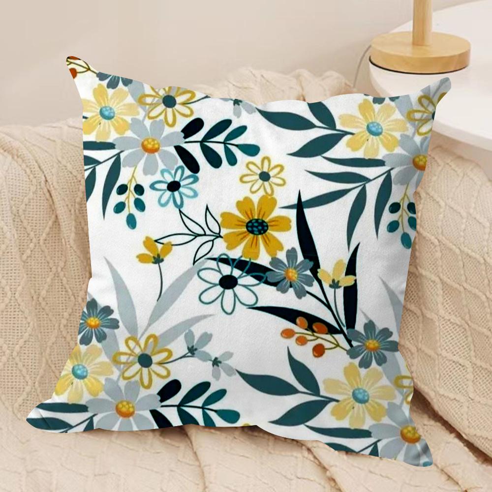 Classic Fresh Floral Pattern Cushion Cover Soft Plush Fabric DoubleSided Printed Cushion Covers for All Seasons Home Decor