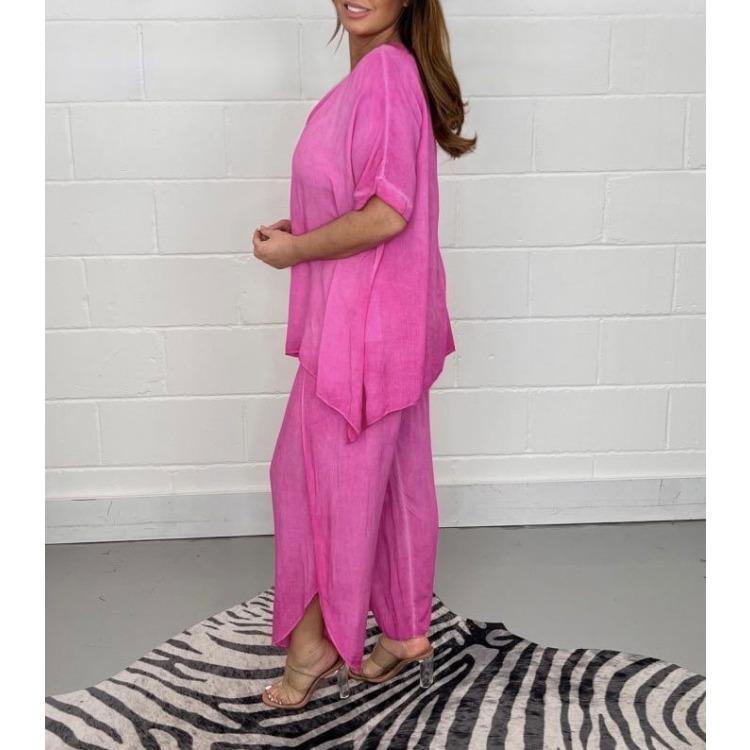 Women's Fashionable Casual Loose-fitting Plus-size Short-sleeved Set