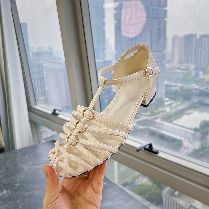 

Baotou woven Roman sandals women s 2025 summer new hollow small fragrant sandals casual fashion outer women s shoes 40 бежевий