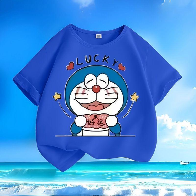 Doraemon Cartoon Children's T-Shirt Summer New Loose Round Neck Casual Fashion Short Sleeve