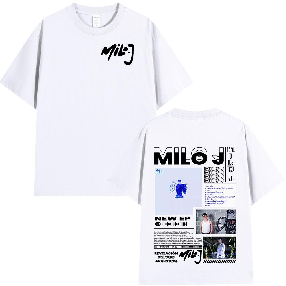 2026 Rapper Milo J 111 Album Graphic Print Tshirts Mens Women Fashion Hip Hop T Shirts Cotton Casual Short Sleeve Tshirt