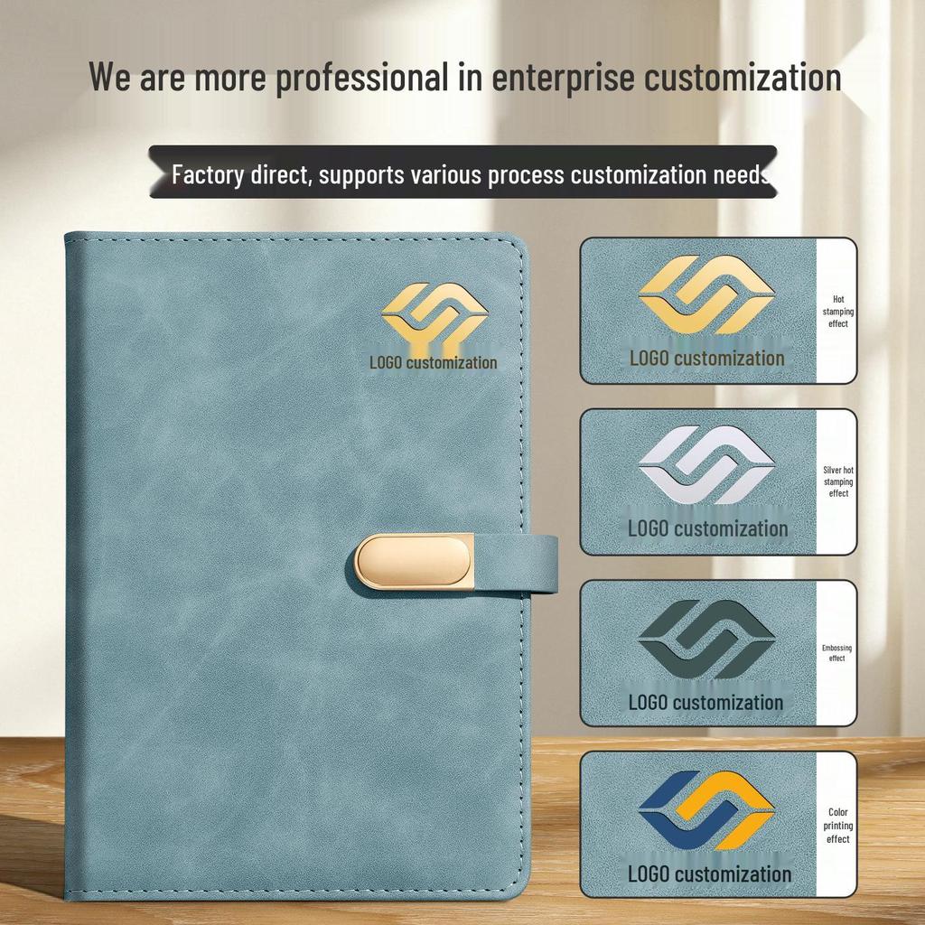 Custom Business Notebook with Metal Buckle and Pen Holder - Personalizable Logo Souvenir