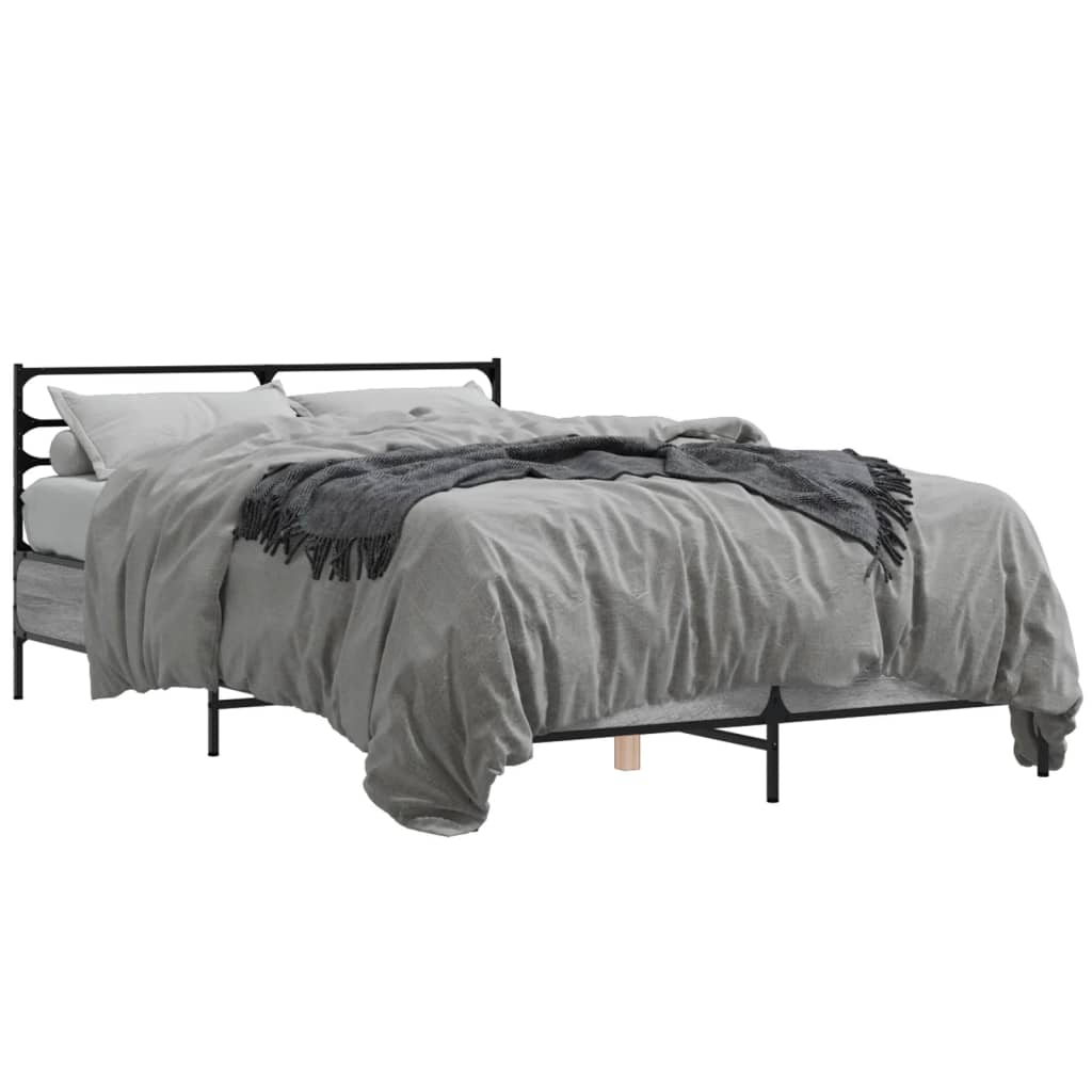 Bed Frame Gray Sonoma 120x200 cm Particleboard and Metal