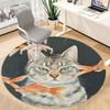 1PC Cat Fish Office Round Area Rug, Indoor Mat Suitable ForOffice, Under Office Chairs Bedroom Living Room Home Decor, Room Deco,  F036