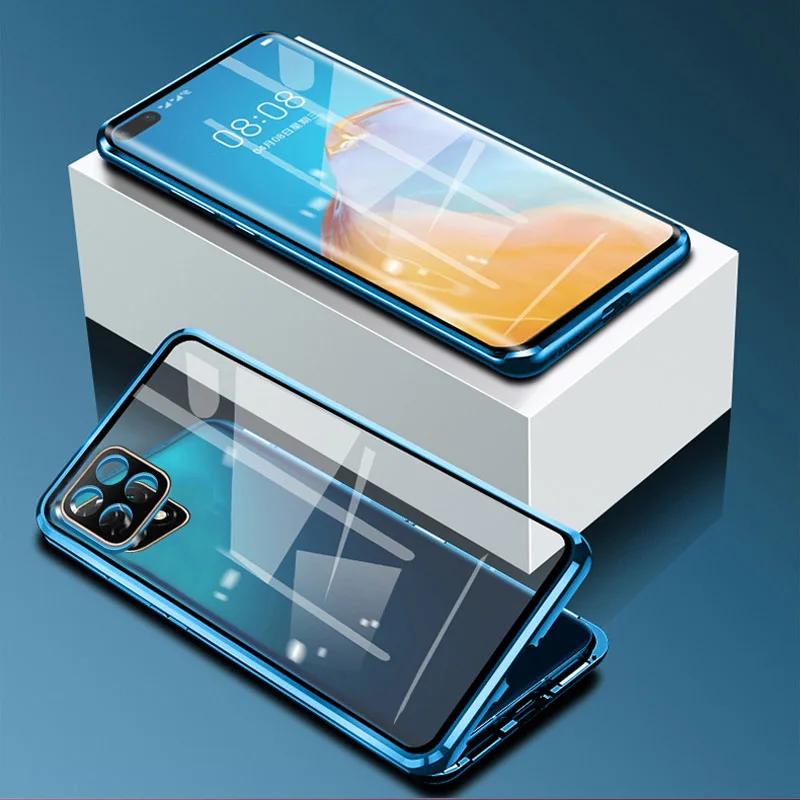 

Магнитный металлический чехол для телефона Poco F7 Ultra X7 X6 F6 F5 Pro C75 M7 5G Двусторонний чехол с закаленным стеклом Защита объектива Чехлы For Poco F6 Pro синий