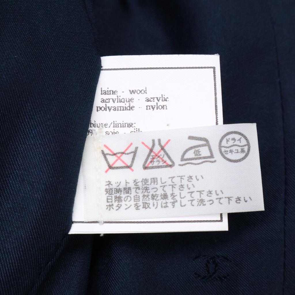 CHANEL Domestic genuine 95A P05673V04376 Check Pattern COCO Button Jacket 42 NavyUsed