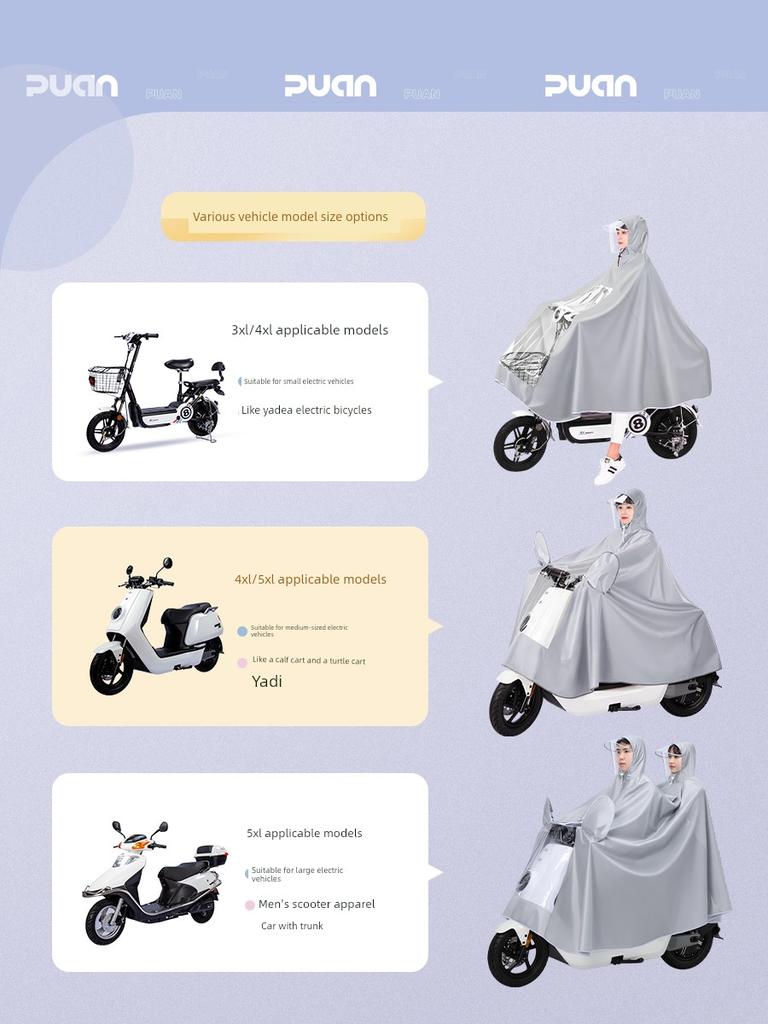 Electric Battery Motorcycle New Fashion Raincoat for Women, Single-Person Long Full-Body Rainproof Adult Riding Poncho